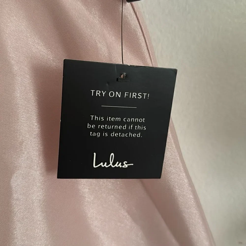 Lulu’s  Light Pink Satin Skater Dress NWT